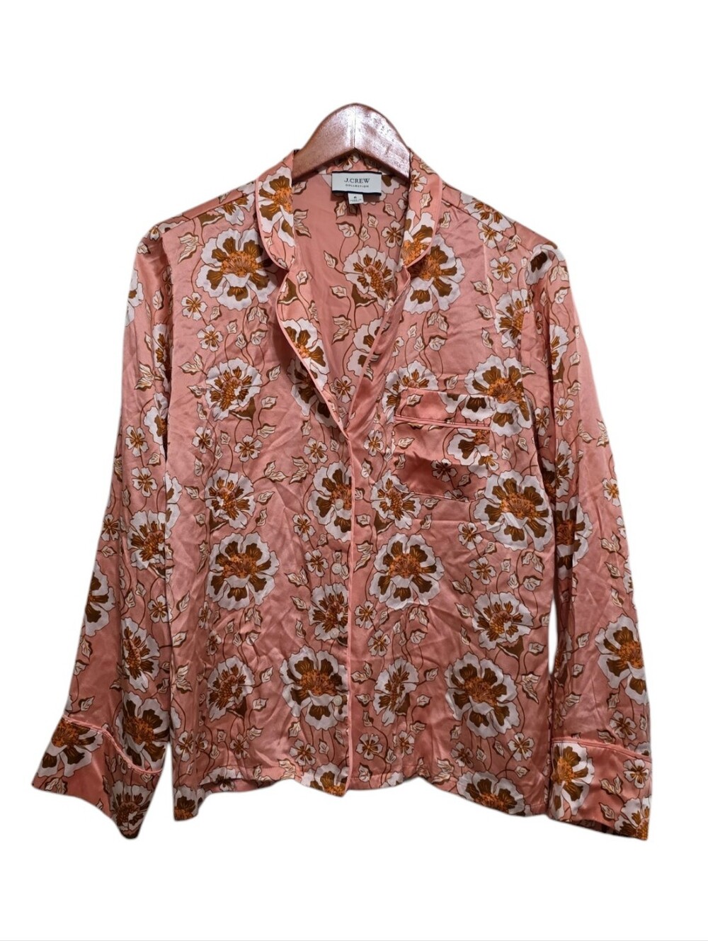 J. Crew Collection Silk Pajama Shirt in Climbing Floral Size 6